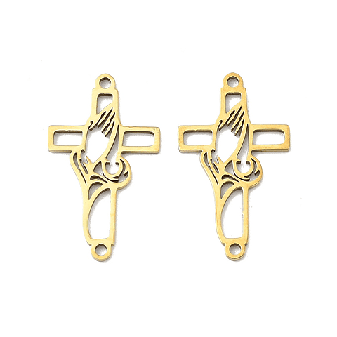 Conector Cruz Con Mano En Oración | Acero Inoxidable 