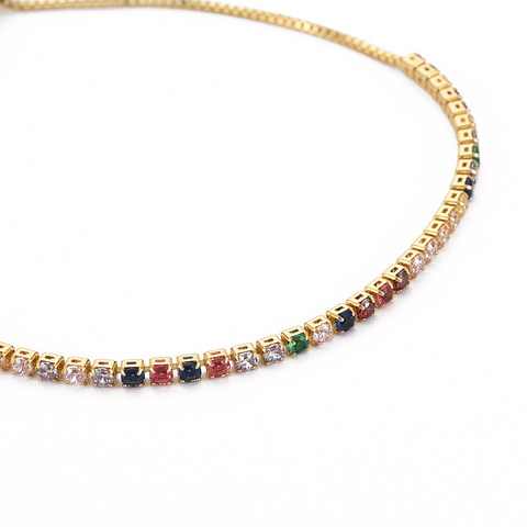 Pulsera Ajustable con Circones de Colores | Baño de oro 18k