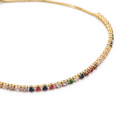 Pulsera Ajustable con Circones de Colores | Baño de oro 18k