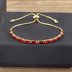 Pulsera Ajustable Circones Rojo | Baño de oro 18k