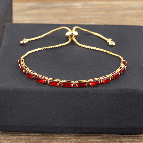 Pulsera Ajustable Circones Rojo | Baño de oro 18k