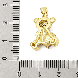  Colgante Oso Con Cristal de Corazón Lila | Baño de oro 18k