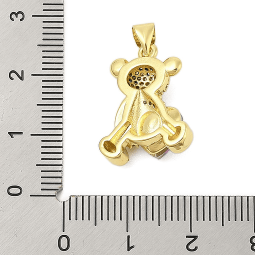 Colgante Oso Con Cristal de Corazón Lila | Baño de oro 18k