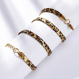 Collar Cinta Estampado Animal Print | Acero Inoxidable