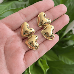 Aros De Corazón Doble | Acero Inoxidable