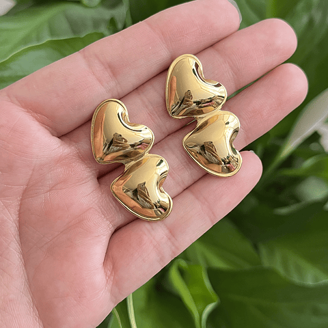 Aros De Corazón Doble | Acero Inoxidable