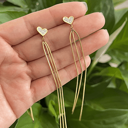 Aros Largos de Corazón | Acero Inoxidable