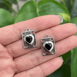 Colgante Rectangulo Con Cristal Negro | Y2K