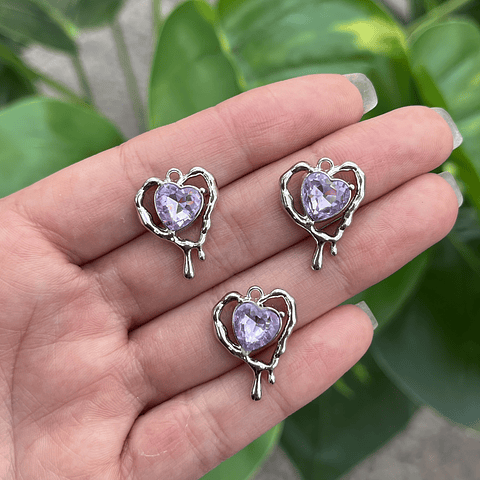 Colgante Corazón Cristal Lila | Y2K