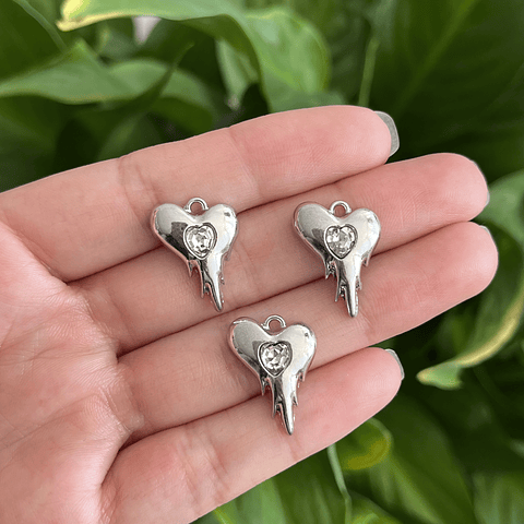 Colgante Corazón Con Cristal | Y2K