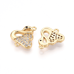  Conector Cisne Con Circones | Baño de oro 18k
