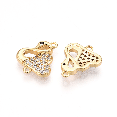 Conector Cisne Con Circones | Baño de oro 18k