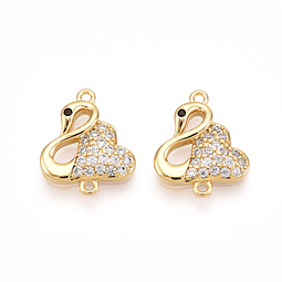  Conector Cisne Con Circones | Baño de oro 18k