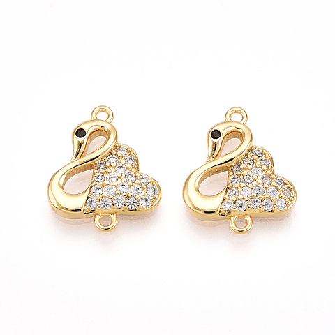 Conector Cisne Con Circones | Baño de oro 18k