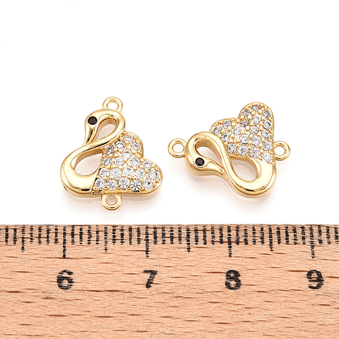 Conector Cisne Con Circones | Baño de oro 18k
