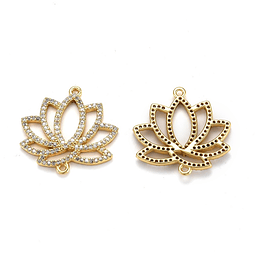  Conector Flor de Loto con Circones | Baño de oro 18k