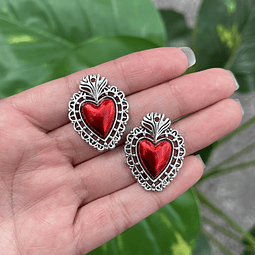 Colgante Corazón Sagrado Rojo | Aleación