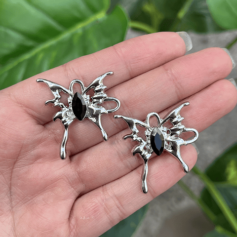 Colgante Mariposa Con Cristal Negro | Y2K