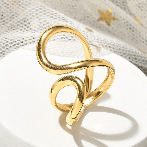 Anillo Ajustable Acero Inoxidable Con Baño de oro 18k