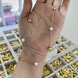 Collar De Pelotas Baño de oro 18k