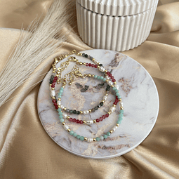 Pulseras Piedras Naturales Facetadas y Perla del Río | Baño de oro 18