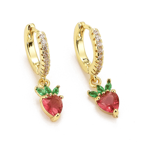 Aro Argolla Con Circones y Frutilla | Baño de oro 18k