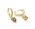 Aro Argolla Con Circones y Frutilla | Baño de oro 18k