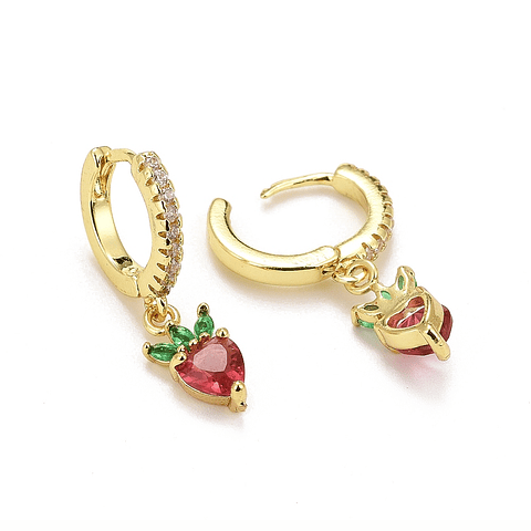 Aro Argolla Con Circones y Frutilla | Baño de oro 18k