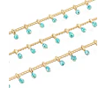 1 metro Cadena Con Gota Escarchada Turquesa | Baño de oro 18k