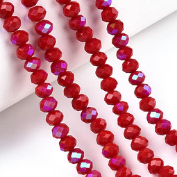  Cristal Rondel | Rojo Tornasol | 4mm