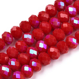  Cristal Rondel | Rojo Tornasol | 4mm