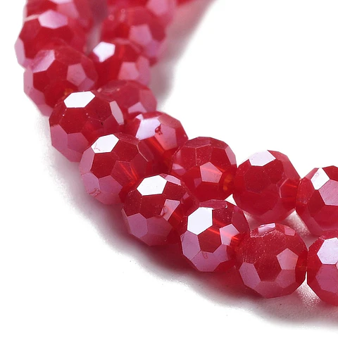 Cristal Redondo Facetado | Rojo 4mm