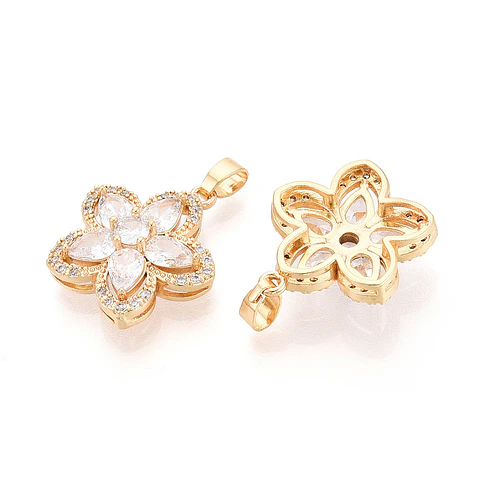 Colgante de Flor Con Circones | Baño de oro 18k