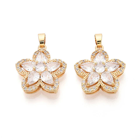 Colgante de Flor Con Circones | Baño de oro 18k