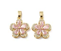 Colgante de Flor con circones Rosado | Baño de oro 18k