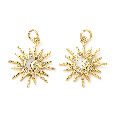 Colgante Sol con Luna de Nacar | Baño de oro 18k