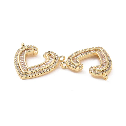 Colgante tipo Conector de Corazón con circones | Baño de oro 18k