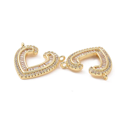 Colgante tipo Conector de Corazón con circones | Baño de oro 18k