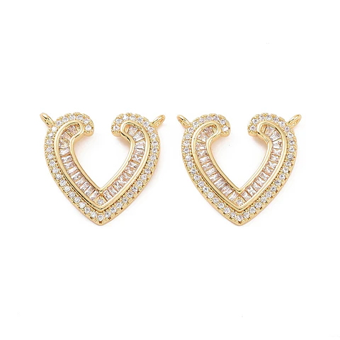 Colgante tipo Conector de Corazón con circones | Baño de oro 18k