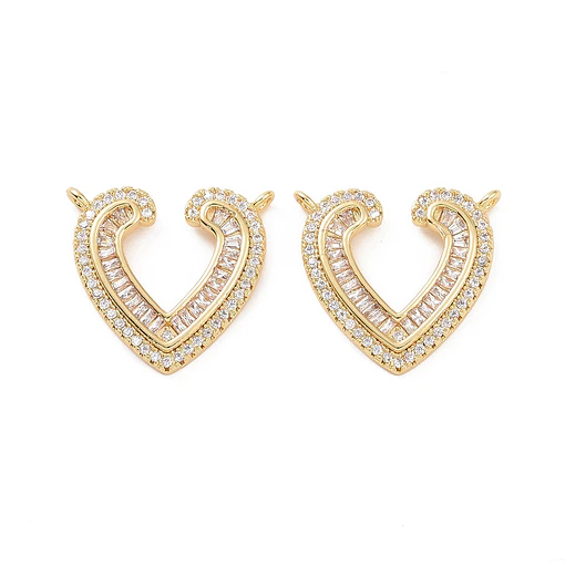 Colgante tipo Conector de Corazón con circones | Baño de oro 18k