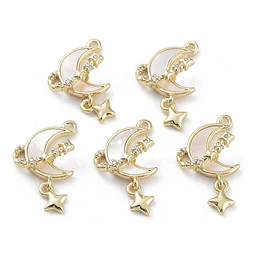  Colgante de Luna con estrellas | Baño de oro 18k