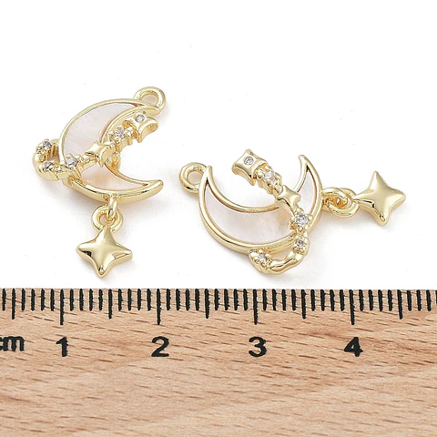 Colgante de Luna con estrellas | Baño de oro 18k