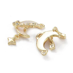 Colgante de Luna con estrellas | Baño de oro 18k