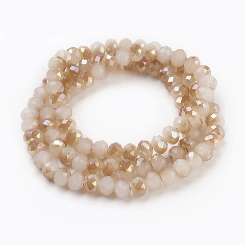 Cristal Rondel | Arena marrón matizado 6mm