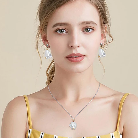 Colgante Perla Shell Natural | Acero Inoxidable