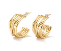 Aro Semi Argolla Cruzado | Baño de oro 18k