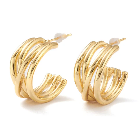 Aro Semi Argolla Cruzado | Baño de oro 18k