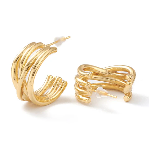 Aro Semi Argolla Cruzado | Baño de oro 18k