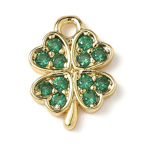 Trébol con circones verde | Baño de oro 18k