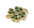 Trébol con circones verde | Baño de oro 18k